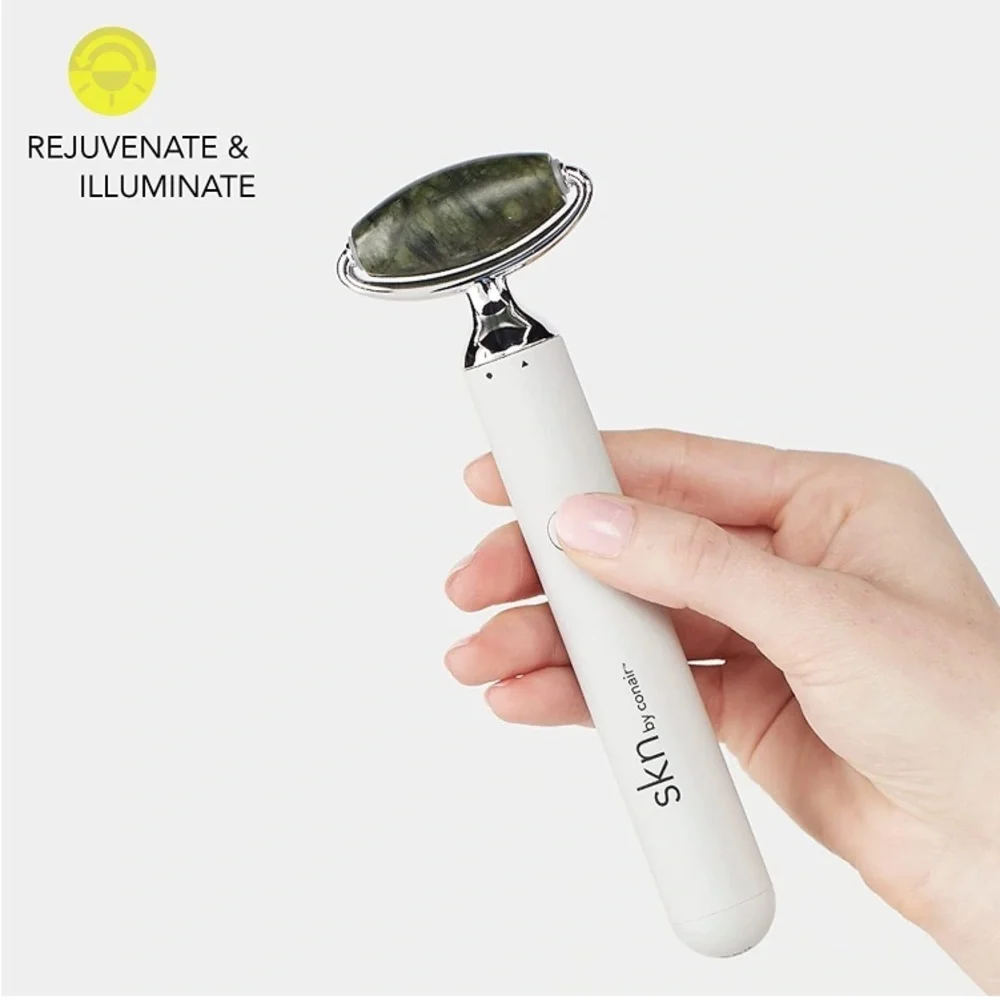 NWT skn Conair Jade Vibrating Face Roller Kit 4 Attachments Gua Sha Silver balls - Picture 7 of 9